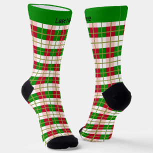 Retro Kerst Plaid Patroon Sokken