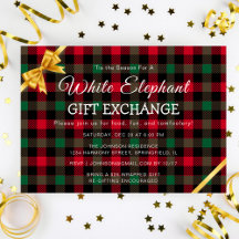 Retro Kerst Plaid Witte Olifant Gift Exchange