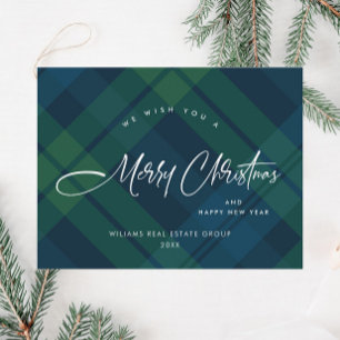 Retro Kerst Plaid Zakelijke Groet Vakantie Briefkaart