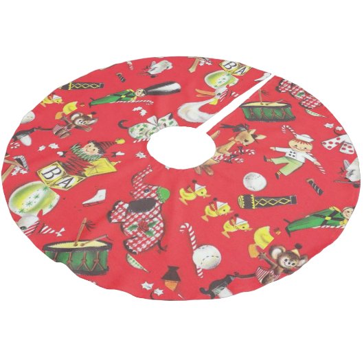 Retro Kerst Pluche Dieren Poppen Drum Kitten Kerstboom Rok (Gekanteld)