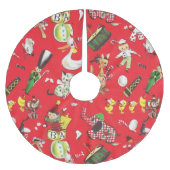 Retro Kerst Pluche Dieren Poppen Drum Kitten Kerstboom Rok (Voorkant)
