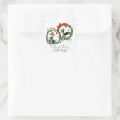 Retro kerst  poedels retouradres vierkante sticker (Tas)