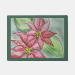 Retro Kerst Poinsettia's deurmat