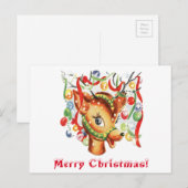 Retro Kerst Rendier Confetti Feestdagenkaart (Voorkant / Achterkant)