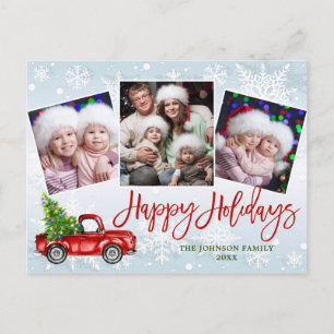 Retro Kerst Rode Vrachtwagen FOTO Groet Vakantie Briefkaart