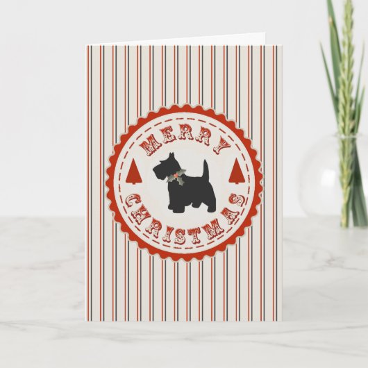 Retro Kerst Schotse Terriër Hond Custom Feestdagen Kaart (Voorkant)