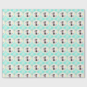 Retro kerst Siamese Cat Ogee Pattern Cadeaupapier (Vlak)