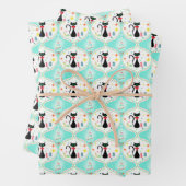 Retro kerst Siamese Cat Ogee Pattern Inpakpapier Vel (In situ)