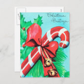  retro kerst snoep riet briefkaart (Voorkant / Achterkant)