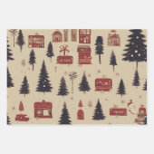 Retro Kerst Stad Illustratie Inpakpapier Vel (Voorkant)