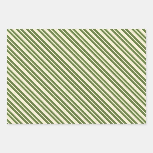 Retro Kerst Stippen en Strepen Olijf Groen & Rood Inpakpapier Vel (Voorkant)