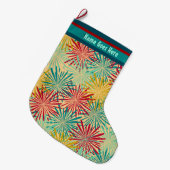 Retro Kerst Tinsel PomPoms (gepersonaliseerd) Grote Kerstsok (Voorkant (Hangend))