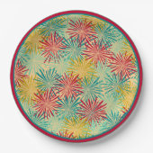 Retro Kerst Tinsel PomPoms (tropische kleuren) Papieren Bordje (Voorkant)