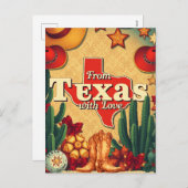  retro kerst uit texas met liefde feestdagenkaart (Voorkant / Achterkant)