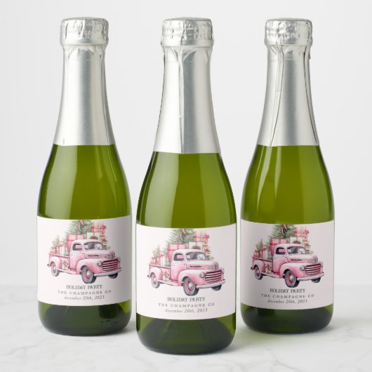 Retro Kerst Vrachtwagen Mini Champagne Labels Sparkling Wijnetiket (Flessen)