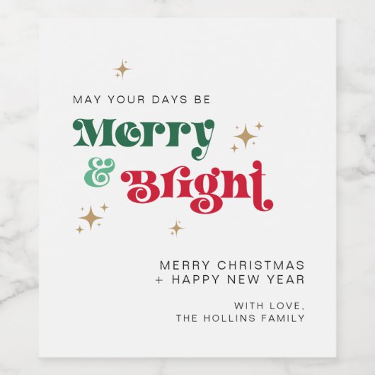 Retro Kerst Wijnfles Etiket Drink Cadeaulabel (Enkel label)