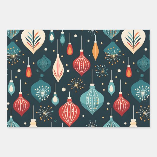 Retro Kerst Wrap, Kerstmis Wrapping, Retro Inpakpapier Vel (Voorkant 3)