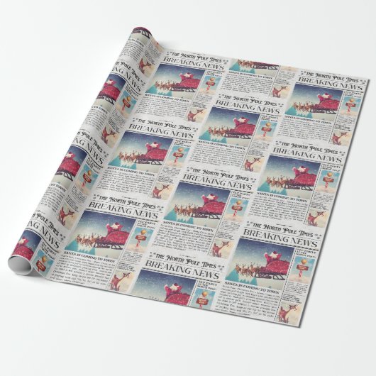 Retro Kerst Wrapping Papier Krant Wrap (Uitgerold)