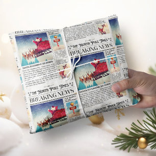 Retro Kerst Wrapping Papier Krant Wrap
