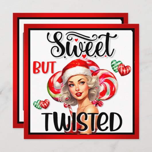 Retro Kerst Zoet Op Twisted Pinup Feestdagenkaart (Voorkant / Achterkant)