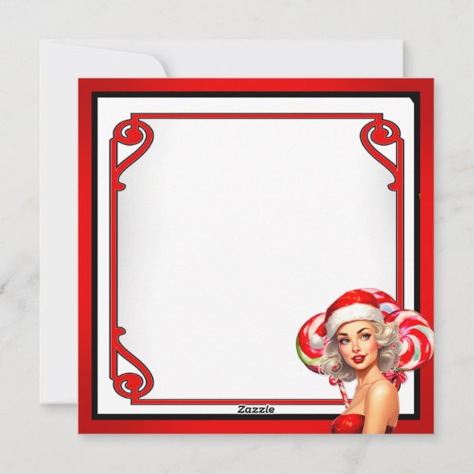 Retro Kerst Zoet Op Twisted Pinup Feestdagenkaart (Achterkant)