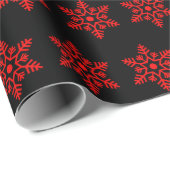 Retro Kerst Zwart en Rood Sneeuwvlokken  Cadeaupapier (Rol Hoek)