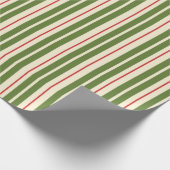 Retro-kerstapes rode groene crème cadeaupapier (Hoek)