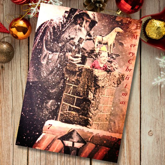 Retro kerstavond op het dak feestdagenkaart