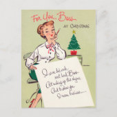  retro kerstbaas vrouw briefkaart (Voorkant)