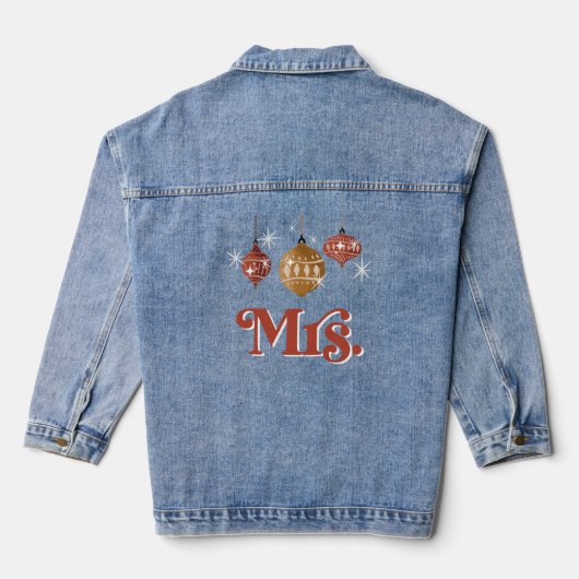 Retro Kerstbal Bruidsdouche Mevrouw Denim Jacket (Achterkant)
