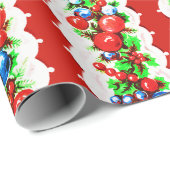  retro kerstbal Garland Stripe Cadeaupapier (Rol Hoek)