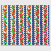 retro kerstbal Garland Stripe Cadeaupapier (Vlak)