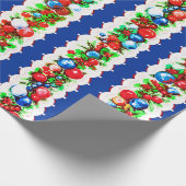 retro kerstbal Garland Stripe Cadeaupapier (Hoek)
