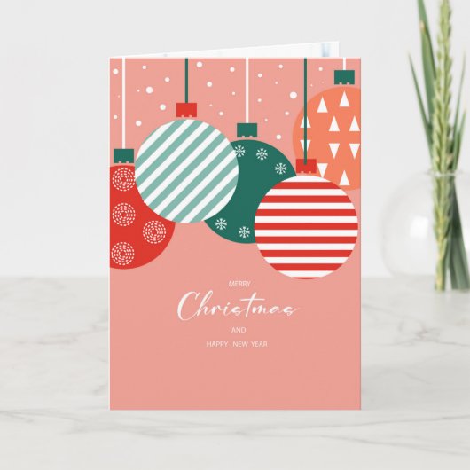 Retro Kerstballen - Klassieke Kerstsfeer Feestdagen Kaart (Voorkant)