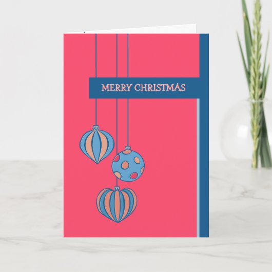 Retro kerstballen rode kaart (Voorkant)