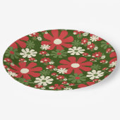 Retro kerstbloemen 60s Floral Pattern 70s Papieren Bordje (Gekanteld)