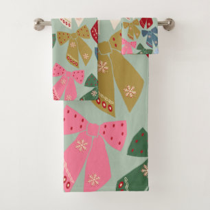 Retro Kerstbogen Coquette Bad Handdoek