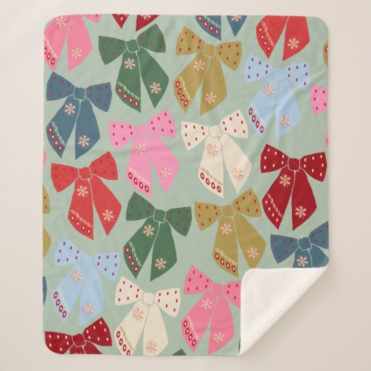 Retro Kerstbogen Coquette Sherpa Deken (Voorkant)