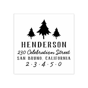 Retro Kerstbomen Aangepaste naam & Retro Adres Rubberstempel