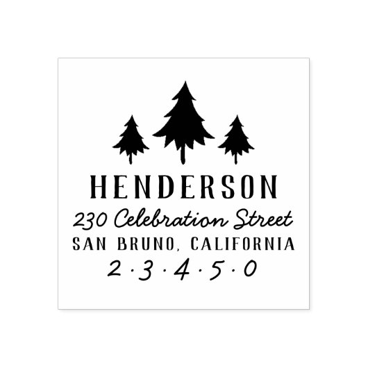 Retro Kerstbomen Aangepaste naam & Retro Adres Rubberstempel (Afrduk)