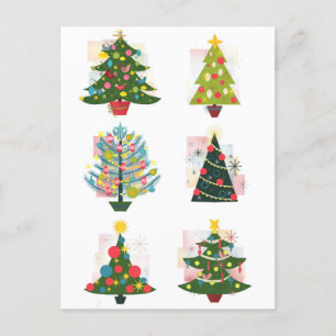 Retro kerstbomen briefkaart