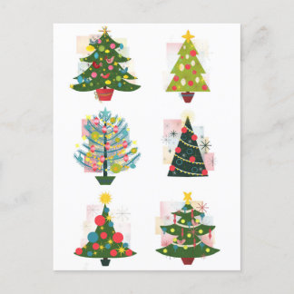 Retro kerstbomen briefkaart