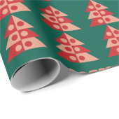 Retro kerstbomen cadeaupapier (Rol Hoek)