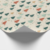 Retro Kerstbomen Cadeaupapier (Hoek)