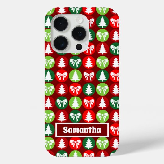 Retro Kerstbomen en Bogen Patroon Case-Mate iPhone Case (Achterkant)