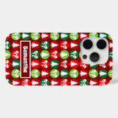 Retro Kerstbomen en Bogen Patroon Case-Mate iPhone Case (Achterkant (horizontaal))