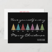 Retro kerstbomen feestdagenkaart (Voorkant / Achterkant)