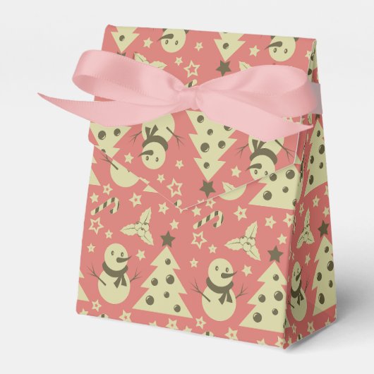 Retro Kerstbomen holly bessen ster snoep Bedankdoosjes (Voorkant Zijde)