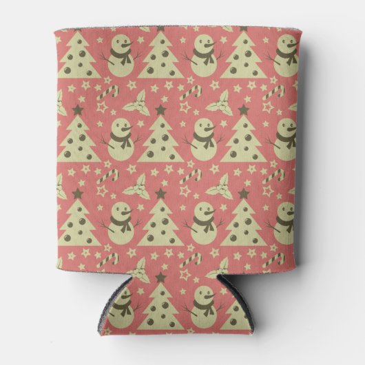 Retro Kerstbomen holly bessen ster snoep Blikjeskoeler (Voorkant)
