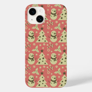 Retro Kerstbomen holly bessen ster snoep Case-Mate iPhone 14 Hoesje